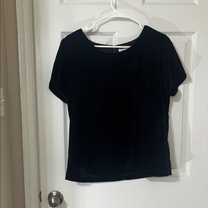 J. Crew Black Velvet Short-Sleeve Top